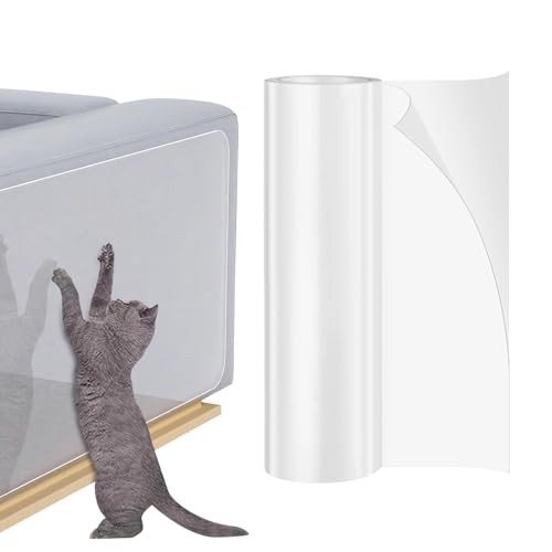 Woobroo Kratzfester Möbelschutz für Katzen, 30 cm × 5 m, Katzen-Möbelschutzband, transparent, Kratzfest, Möbelschutz für Sofas, Türen, Bildschirme, Schränke, Wände von Woobroo