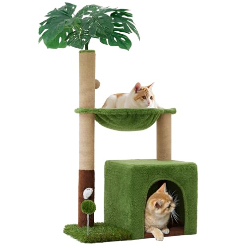 Woochpet 94.0 cm Katzenbaum Turm für Indoor-Katzen, 2-in-1 multifunktionaler Komfort mit Premium-Sisal-Kratzbaum, große Hängematte für Katzenhäuser mit lustigem Mausloch und Plüschtierball (Braun Woochpet 94.0 cm Katzenbaum Turm für Indoor-Katzen, 2-in-1 multifunktionaler Komfort mit Premium-Sisal-Kratzbaum, große Hängematte für Katzenhäuser mit lustigem Mausloch und Plüschtierball (Braun von Woochpet