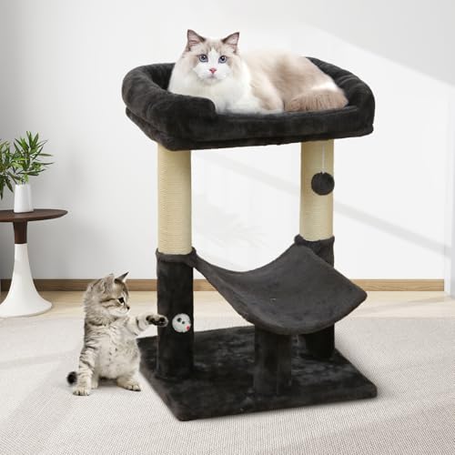 Woochpet Kratzbaum für Katzen, Katzenturm mit Natursisal-Kratzstamm, Plüschige Liegefläche und Plattform, Schwarz Woochpet Kratzbaum für Katzen, Katzenturm mit Natursisal-Kratzstamm, Plüschige Liegefläche und Plattform, Schwarz von Woochpet