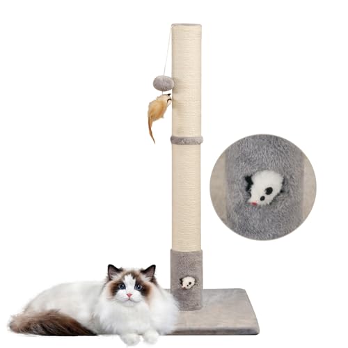 Woochpet Kratzbaum mit Premium-Sisalseil für den Innenbereich, 86,4 cm hoch, Katzenspielzeug mit Mausloch, hängender Ball für ausgewachsene Katzen und Kätzchen von Woochpet