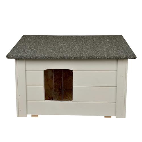 Woodok Isolierter Holzzwinger für kleine Hunde und Katzen aus Fichtenholz, OSB-Boden, Isolierte Wände (Hellgrau, ) von WOODOK
