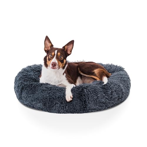 Woof & Whiskers Donut-Betten für Hunde, 70 cm, Donut-Bett, beruhigendes Hundebett, rund, Plüsch, Donut-Kuschelbett mit rutschfester Unterseite, Anti-Angst-Eigenschaften, maschinenwaschbar (Dunkelgrau, Woof & Whiskers Donut-Betten für Hunde, 70 cm, Donut-Bett, beruhigendes Hundebett, rund, Plüsch, Donut-Kuschelbett mit rutschfester Unterseite, Anti-Angst-Eigenschaften, maschinenwaschbar (Dunkelgrau, von Woof & Whiskers