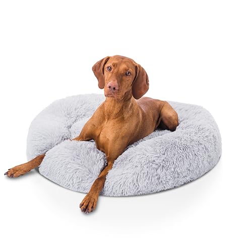 Woof & Whiskers Donut-Hundebett, groß, hellgrau, 80 cm, beruhigendes Katzenbett, rund, Plüsch, großes Donut-Bett mit rutschfester Unterseite, Anti-Angst-Eigenschaften, maschinenwaschbar (Hellgrau, 80 Woof & Whiskers Donut-Hundebett, groß, hellgrau, 80 cm, beruhigendes Katzenbett, rund, Plüsch, großes Donut-Bett mit rutschfester Unterseite, Anti-Angst-Eigenschaften, maschinenwaschbar (Hellgrau, 80 von Woof & Whiskers