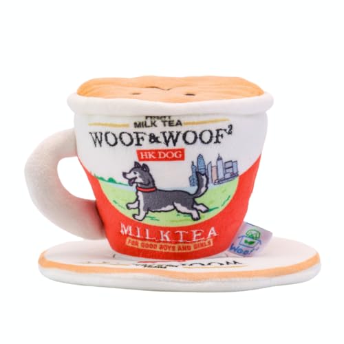 Woof² HK Hundespielzeug für Milchtee, quietschend, langlebig, niedlich und weich, 2-in-1-Tasse und Teller für interaktives Spielen, große Tasche zum Verstecken von Leckerlis für Puzzle-Spaß, Woof² HK Hundespielzeug für Milchtee, quietschend, langlebig, niedlich und weich, 2-in-1-Tasse und Teller für interaktives Spielen, große Tasche zum Verstecken von Leckerlis für Puzzle-Spaß, von Woof²