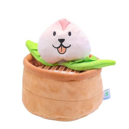 Woof² Pfirsichbrötchen zum chinesischen Geburtstag, 3-in-1, weiches Plüsch-Spielzeug – langlebig, niedlich und weich für interaktives Spielen, Taschen zum Verstecken von Leckerlis für Puzzle-Spaß von Woof²