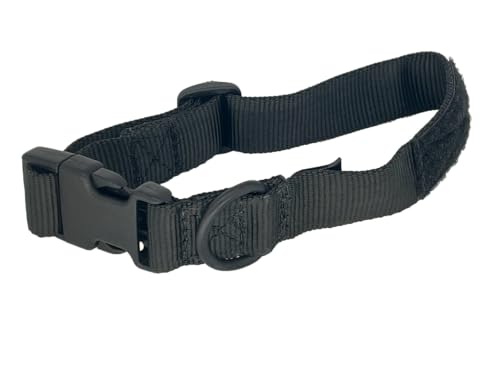 Woofers and Whiskers Hundehalsband, röhrenförmig, verstellbar, Nylon, mit D-Ring und seitlicher Schnalle, Schlaufenaufnäher für Fliesentasche (separat erhältlich), hergestellt in den USA, Schwarz von Woofers and Whiskers