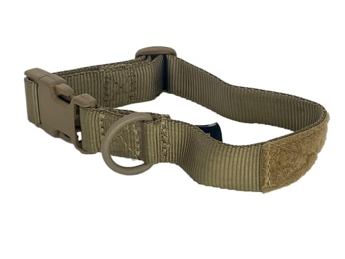 Woofers and Whiskers Hundehalsband, röhrenförmig, verstellbar, Nylon, mit D-Ring und seitlicher Schnalle, Schlaufenaufnäher für Fliesentasche (separat erhältlich), hergestellt in den USA, Kojotenbraun von Woofers and Whiskers