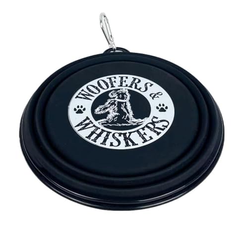 Woofers and Whiskers Quick Attach Faltbarer Futternapf oder Wassernapf für Haustiere mit Karabiner für Reisen mit Hunden – Großer 17,8 cm Durchmesser – Schwarz Woofers and Whiskers Quick Attach Faltbarer Futternapf oder Wassernapf für Haustiere mit Karabiner für Reisen mit Hunden – Großer 17,8 cm Durchmesser – Schwarz von Woofers and Whiskers