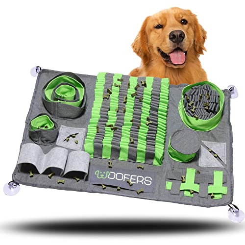 WOOFERS® Schnüffelteppich/Futtermatte für Hunde - Intelligenzspielzeug mit 10 Verstecken und 3 Schwierigkeitsgraden - Widerstandsfähiges und waschbares Material - Anti-Rutsch und Saugnapf Fixierung von Woofers