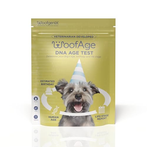 WoofAge Alters-Test-Set für Hunde, geschätzt Alter und Geburtstag, DNA-Methylierung, am besten für Hunde, die bereits im Welpenstadium vorbei sind, enthält Pflegetipps für Lebensstadien und von Woofgenix