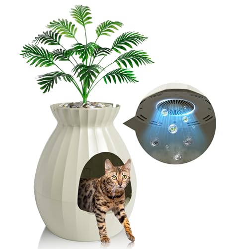 Pflanzentoilette – Intelligente Geruchsentfernung, Sterilisation – versteckte Katzentoilette für den Innenbereich, extra große Katzentoilette für große Katzen und mehrere Katzen, inklusive künstlicher von WoofiGo