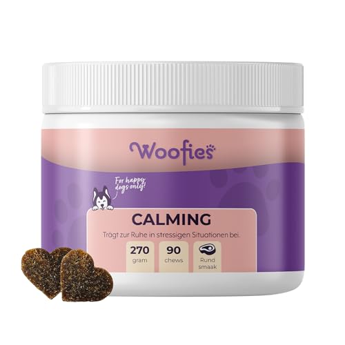 Woofies - Calming für Hunde als Süßigkeit - Beruhigungsmittel für Hunde mit L-Tryptophan bei Angst, Stress und zur Förderung der Ruhe - 90 Chews - Rindergeschmack von Woofies