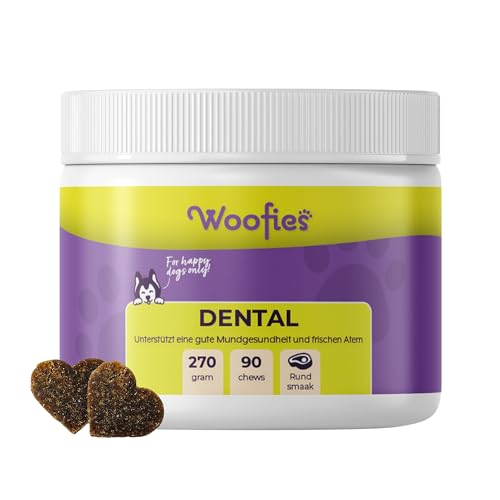 Woofies - Dental für Hunde als Süßigkeiten - Unterstützt gute Mundgesundheit und frischen Atem - 90 Chews - Rindergeschmack von Woofies