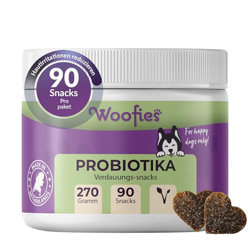 Woofies Probiotika Verdauungssnacks für Hunde als Leckerli - 90 Stück - Darmflora Aufbauen und Verbessert Immunsystem - 100% natürlichen Inhaltstoffen Präbiotika (90 Snacks, Gemüse) von Woofies