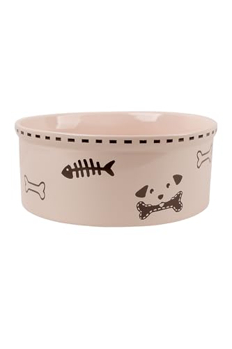 Woofinpets Keramik-Hundenapf, strapazierfähig, für mittelgroße und große Hunde, rutschfest, beschwert, mit niedlichem Knochen- und Fisch-Design, leicht zu reinigen von WoofinPets