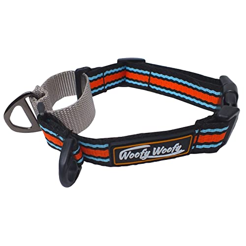 Woofy Woofy Martingal Hundehalsband mit seitlicher Schnalle, ausbruchsicher, Sicherheitstraining, Hundehalsband, mehrfarbig, für kleine, mittelgroße und große Hunde, schwarz, Länge 34.3 cm,39.4 cm von Woofy Woofy