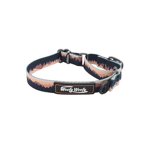 Woofy Woofy Martingale Hundehalsband ohne Schnalle, ausbruchsicher, Sicherheitstraining-Hundehalsband, Walddruck, Sonnenuntergang, Dämmerung, für kleine und mittelgroße Hunde, (S-Breite 1,9 cm, Länge von Woofy Woofy