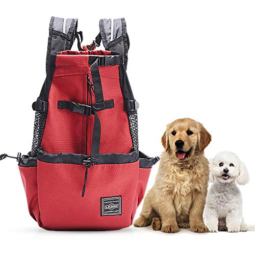 Woolala Leichter Haustiertragerucksack für kleine und mittelgroße Hunde, von Tierärzten zugelassene sichere Tasche für Reisen – einfach platzsparend – Rot M von Woolala