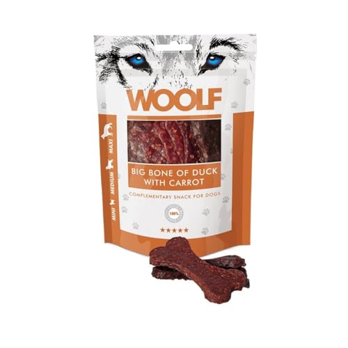 Woolf Große Knochen mit Ente & Karotten (Ente mit Karotte, 10 x 100g) von Woolf