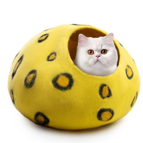 Woolygon - Cats of The Wild Series - Katzenhöhle aus Wolle, handgefertigt aus 100% Merinowolle, umweltfreundliche Filz-Katzenhöhle für Indoor-Katzen und Kätzchen Woolygon - Cats of The Wild Series - Katzenhöhle aus Wolle, handgefertigt aus 100% Merinowolle, umweltfreundliche Filz-Katzenhöhle für Indoor-Katzen und Kätzchen von Woolygon