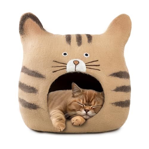 Katzenhöhle aus Wolle, extra warm, handgefertigt, umweltfreundlich, stilvolles braunes Design (Himalaya-Katze), ultimativer Komfort für Innenbereich Katzenhöhle aus Wolle, extra warm, handgefertigt, umweltfreundlich, stilvolles braunes Design (Himalaya-Katze), ultimativer Komfort für Innenbereich von Woolygon