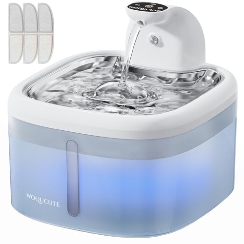 Woqucute Katzenwasserbrunnen Kabellos Batteriebetriebener Katzenbrunnen mit Edelstahldeckel, 3.5L/3,345.2 g Automatischer Katzenwasserspender mit leiser Pumpe, Haustier Trinkbrunnen für Katzen, Hunde, Woqucute Katzenwasserbrunnen Kabellos Batteriebetriebener Katzenbrunnen mit Edelstahldeckel, 3.5L/3,345.2 g Automatischer Katzenwasserspender mit leiser Pumpe, Haustier Trinkbrunnen für Katzen, Hunde, von Woqucute