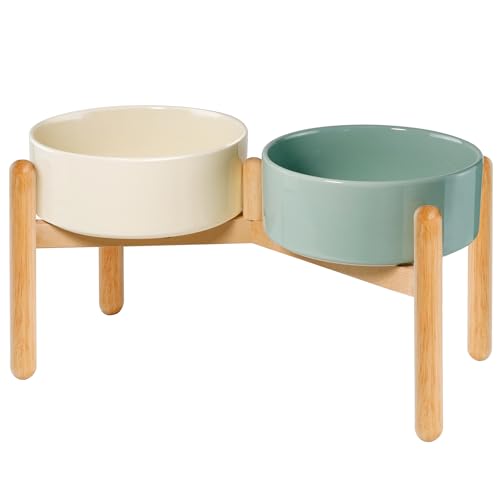 Wordcam Erhöhter Keramik-Hundenapf mit Ständer, erhöhter Hundenapf, Futter- und Wasserfutter-Set für große Hunde (24,9 cm hoch, 1700 ml - 7,6 Tassen) von Wordcam