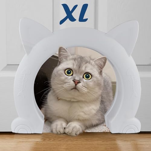 Wordcam XL Große Katzentür Innentür, Katzentür für für den Innenbereich für alle Katzen, Haustiertüren für Katzen, Kätzchen und kleine Hunde (Weiß) von Wordcam