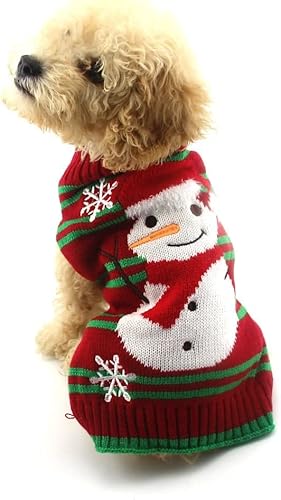 Worderful Hunde-Schneemann-Pullover, dick, für Weihnachten, für kleine Hunde (XL, dick) von Worderful