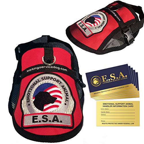 Premium Hundeweste mit emotionaler Unterstützung, ESA Hundeweste, Netz-Kühlpaneel, emotionale Unterstützung, Hundegeschirr, inkl. 5 ESA-Handout-Karten (45,7 cm – 55,9 cm Umfang, rot) von WORKINGSERVICEDOG.COM