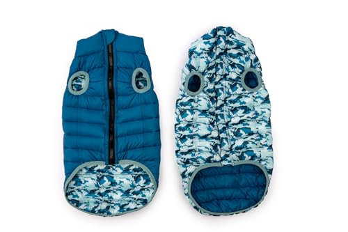 Winchester Pet Premium-Hundemantel, wendbar, Pufferjacke, warm, für den Winter, gepolstert, wasserabweisend, Tarnblau, Größe S Winchester Pet Premium-Hundemantel, wendbar, Pufferjacke, warm, für den Winter, gepolstert, wasserabweisend, Tarnblau, Größe S von World of Winchester