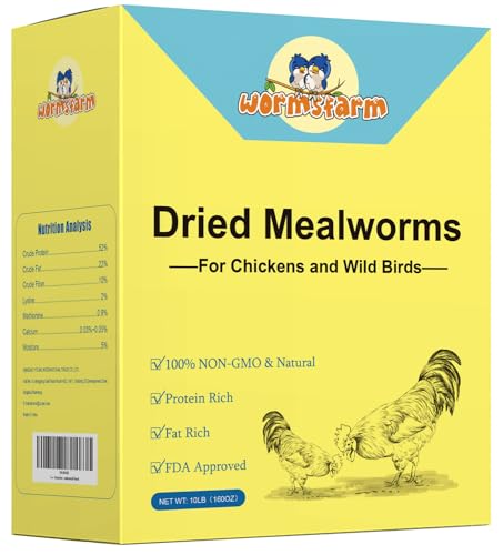 WormsFarm - 10 Pfund getrocknete Mehlwürmer für Wildvögel, Hühner, Futter für Legehennen, Enten und Reptilien von WormsFarm