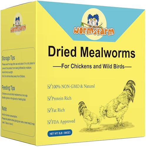 WormsFarm - Pfund getrocknete Mehlwürmer für Hühner, Leckereien für Legehennen, blaue Vögel, Wachteln und Futter für Hühner von WormsFarm