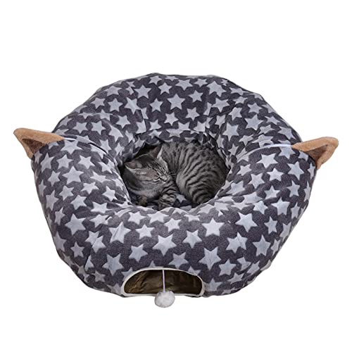 Cat Tunnel Bed with Cushion Mat Keep Warm Collapsible Cat Tunnel House Flannel Bed Pet Supplies Pet Tube Toy Breathable Pet von Worparsen