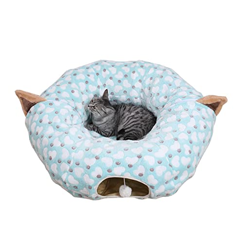 Katzentunnelbett mit Kissenmatte halten warm faltbar Katzentunnel Haus Flanell Bett Haustierbedarf Katzentunnel atmungsaktiv Haustier von Worparsen