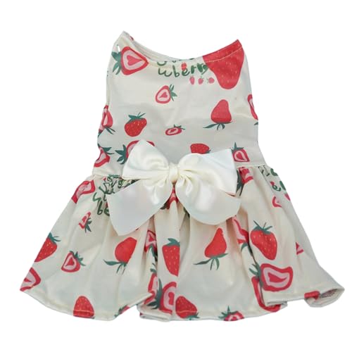 Worparsen Bequeme Haustierbekleidung, weiches Sommerkleid, süße Schleife, Wassermelone, Erdbeere, Obst, ärmellos, zweibeinig, für kleine und mittelgroße Hunde, Beige, Größe L von Worparsen