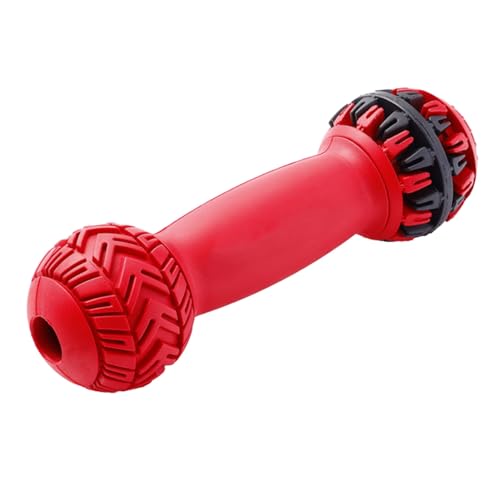 Worparsen Exquisite Verarbeitung Haustier Spielzeug Zahnen Durable Barbell Form Hund Kauen für interaktive Zähne Reinigung Leckerli Dosierung Versorgung Gummi Schwarz & Rot M von Worparsen