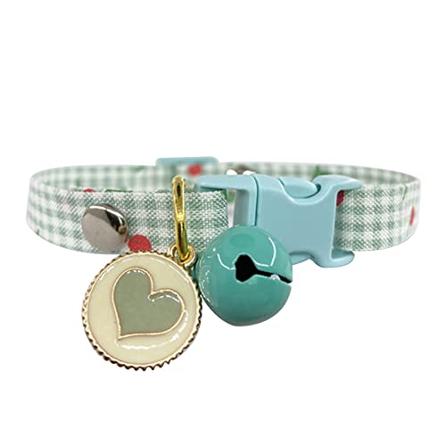 Worparsen Halsband für Haustiere, weiches Gurtband, Welpenhalskette mit Glöckchen, farbecht, Grün, XS von Worparsen