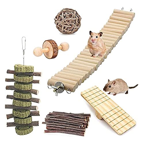 Worparsen Hamster Kau Spielzeug Unterhaltung Hamster Spiel Kau Spielzeug Wippe Leiter Gras Kuchen Sticks von Worparsen