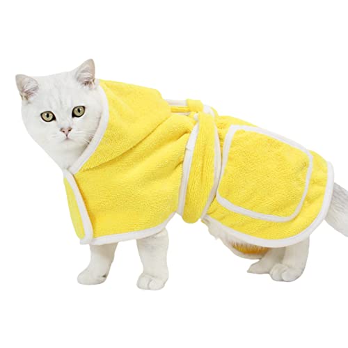 Worparsen Haustier Badet uch Unisex Hund Bad Robe Handtuch Kälte Prävention Soft Touch Gelb S von Worparsen