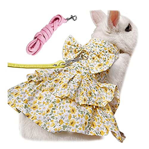 Worparsen Haustier Bekleidung Super weiches Blumen Druck Kleines Kaninchen Kleid ohne Pilling Schön Gelb S von Worparsen