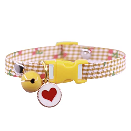 Worparsen Haustier-Halsband, weiches Gurtband, Welpenhalskette mit Glöckchen, farbecht, Gelb, Größe S von Worparsen