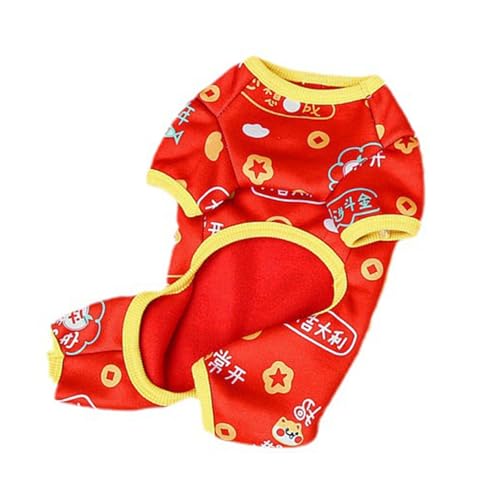 Worparsen Haustier-Outfits mit Cartoon-Muster, festliche Kleidung, chinesisches Neujahrs-Hundekostüm, bequem, warm, Overall für Gelb, Größe S Worparsen Haustier-Outfits mit Cartoon-Muster, festliche Kleidung, chinesisches Neujahrs-Hundekostüm, bequem, warm, Overall für Gelb, Größe S von Worparsen