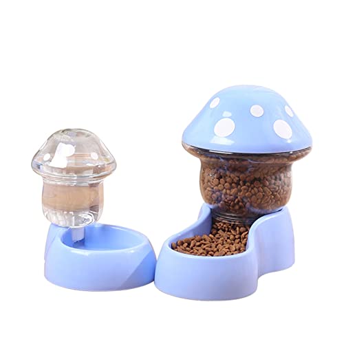 Worparsen Haustierfutterbehälter Siphon Design Pilzform Haustier Hund Katze Wasser Futterbehälter Trinken Trocken Nass Trennung Blau von Worparsen