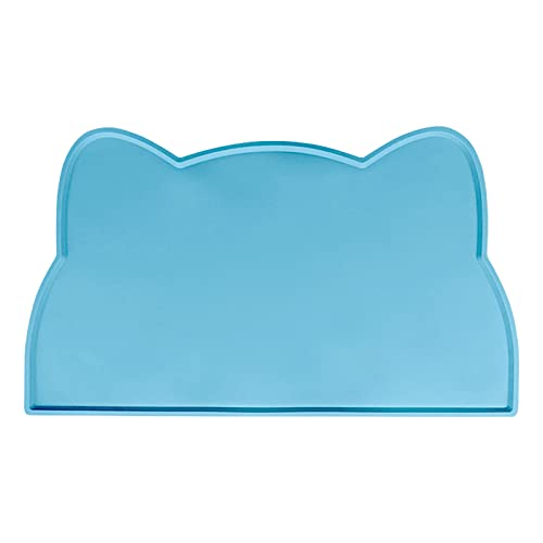 Worparsen Haustierfuttermatte Lebensmittelqualität Katzenkopf Form Katze Hund Silikon Futtermatte auslaufsicher Curling Design Blau von Worparsen