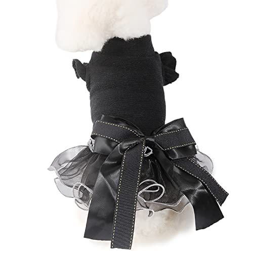 Worparsen Hunde Kleid Hohe Elastizität Haustier Kleid Schön aussehende Rüsche Chic-Reibung Schwarz 4. von Worparsen