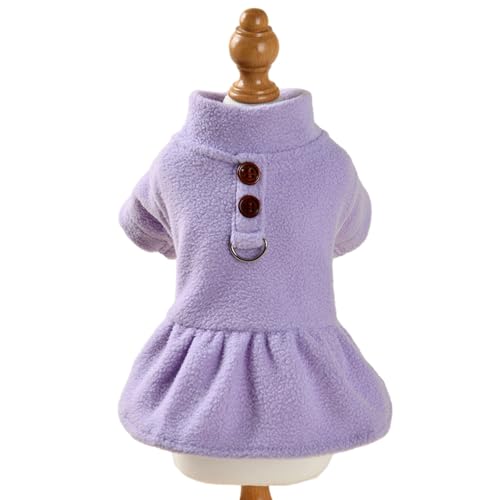 Worparsen Hunderock, weich, bequem, Haustierkleid, bequem, für den Winter, warme Kleidung, modischer Katzenpullover, Rock mit Traktionsring, Haustierbedarf, Lila, Größe S von Worparsen