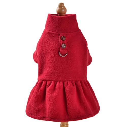 Worparsen Hunderock, weich, bequem, Haustierkleid, bequem, für den Winter, warme Kleidung, modischer Katzenpullover, Rock mit Traktionsring, Haustierbedarf, Rot, Größe S von Worparsen
