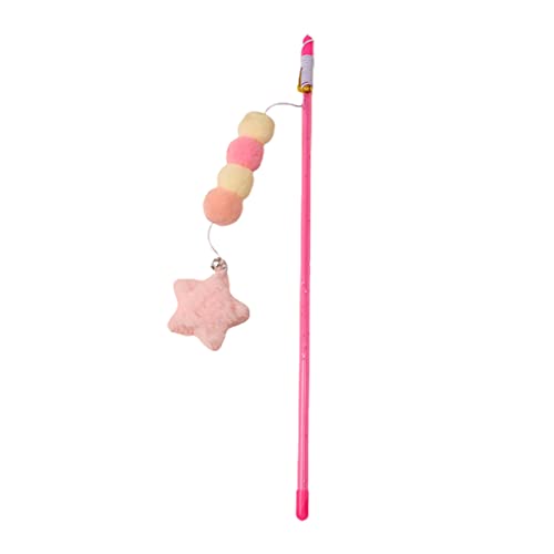 Worparsen Kätzchen Stick Spielzeug Handheld Lange Stange Kätzchen Stick Spielzeug Linderung Langeweile Elastisches Seil Rosa von Worparsen