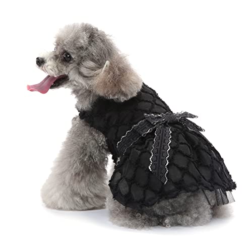 Worparsen Puppy Kleid Pullover Sommer kleine Hunde Prinzessin Cosplay Kostüm atmungsaktiv hohe Elastizität Schwarz XL von Worparsen